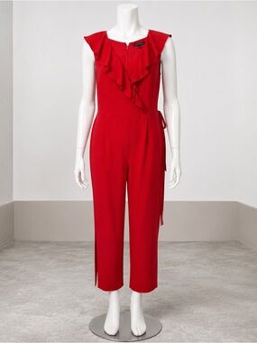 Banana republic size 16 Red Ruffle Front Sleeveless Jumpsuit